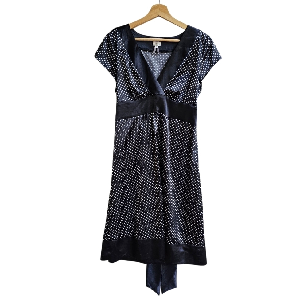 Dynamite Polka Dot Empire Waist A-Line Satin Dress Size L